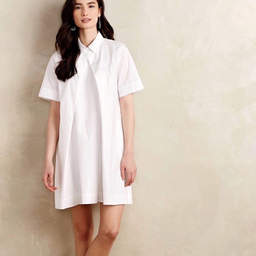 Anthro Button Pleat Shirt Dress